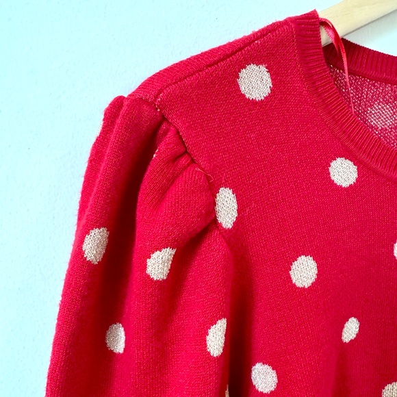 Madison + Hudson puff sleeves red polkadot sweater size medium - Picture 3 of 8